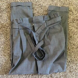 Gray and Black Plaid Paper Bag Pants Size Medium, af studio
